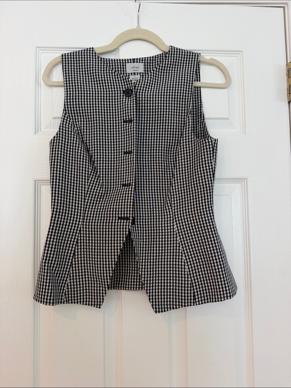 Aritzia Navy & White Gingham Vest